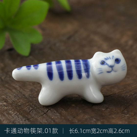 陶瓷柴犬老虎筷子架创意多种动物笔托餐桌筷子托桌面笔托多肉花宠