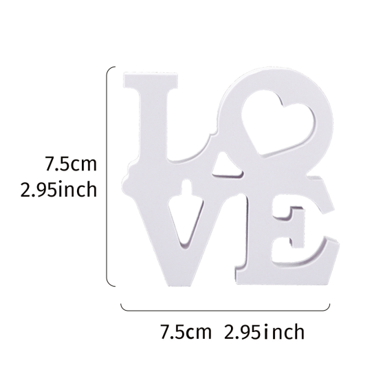 白色双层LOVE字母雪弗板摆件，情人节婚礼纪念日装饰love摆件（字母摆件-双层love）