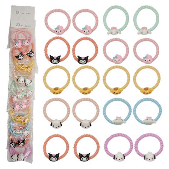 10-Piece Sanrio Solid Color Telephone Cord Hairpin