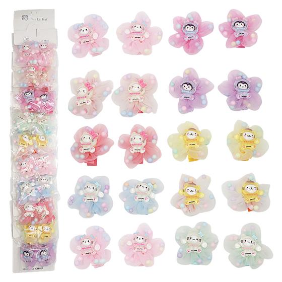 10PCS Pearl Tulle Flower Hair Clips