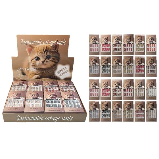 12PCS Paper Box Cat Eye Nail Tips 2
