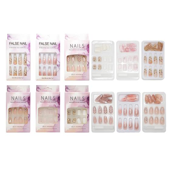 6PCS Bling-bling Press-on nails Set 5