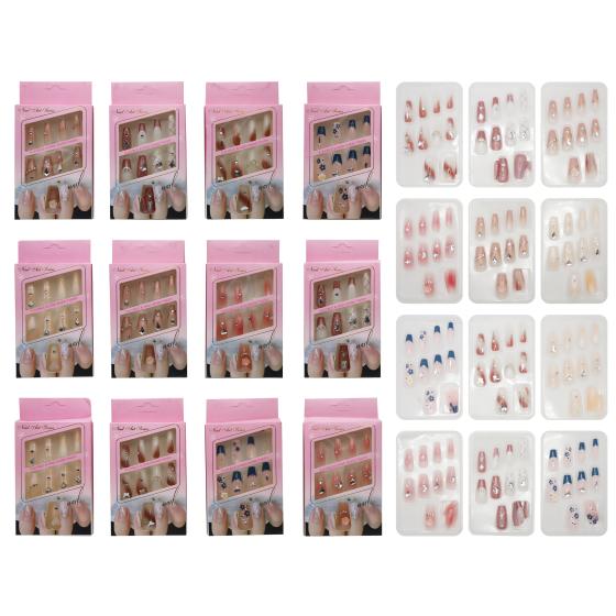 12PCS Rhinestone Nail Tips 008