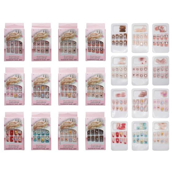 12PCS Rhinestone Nail Tips 012