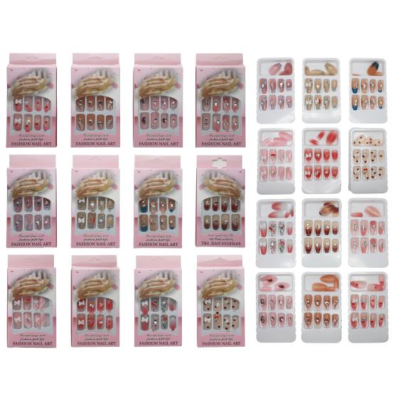 12PCS Rhinestone Nail Tips 014