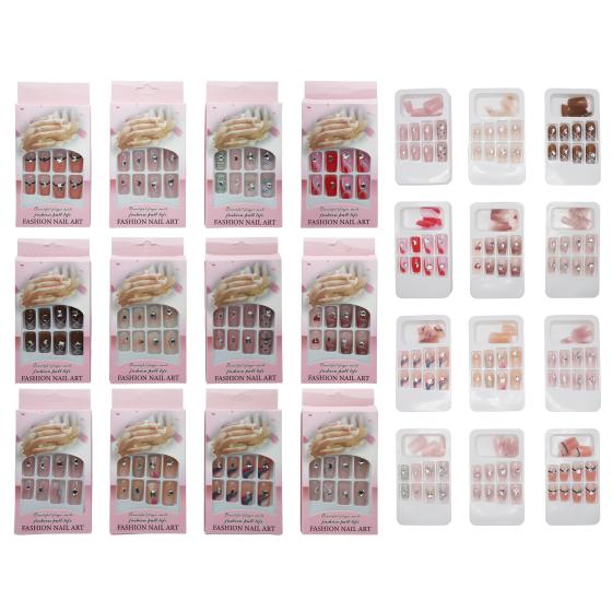 12PCS Rhinestone Nail Tips 016