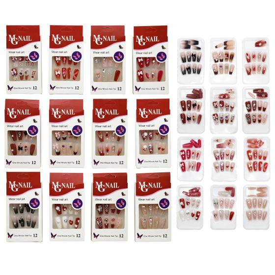 12PCS Rhinestone Nail Tips 017
