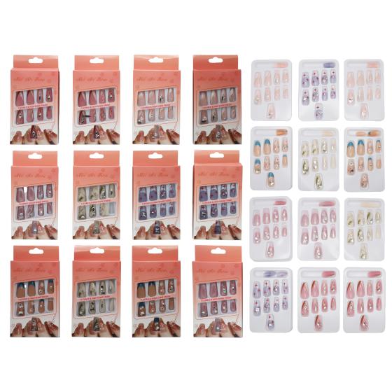 12PCS Rhinestone Nail Tips 018