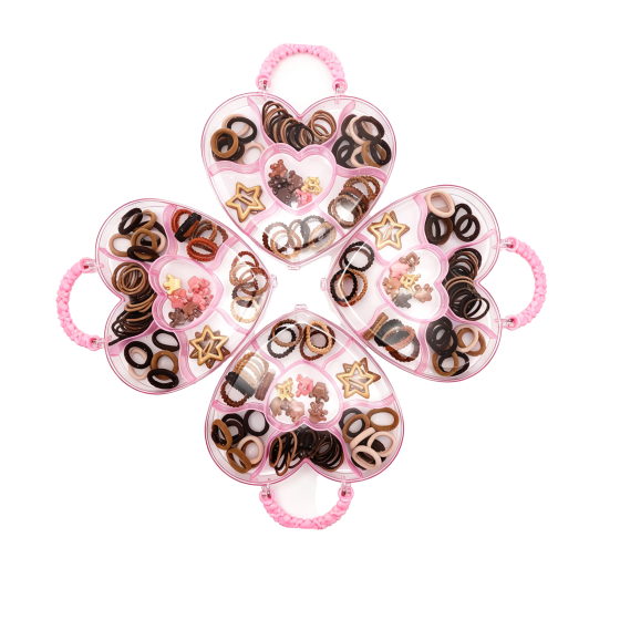 4PCS  Heart Compartment Handheld Hair Set