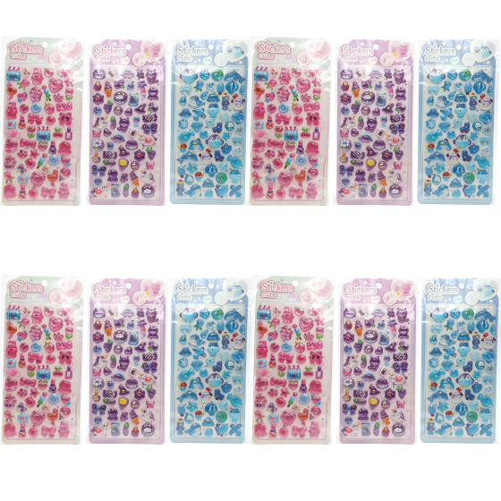 12PCS 浮雕贴纸01