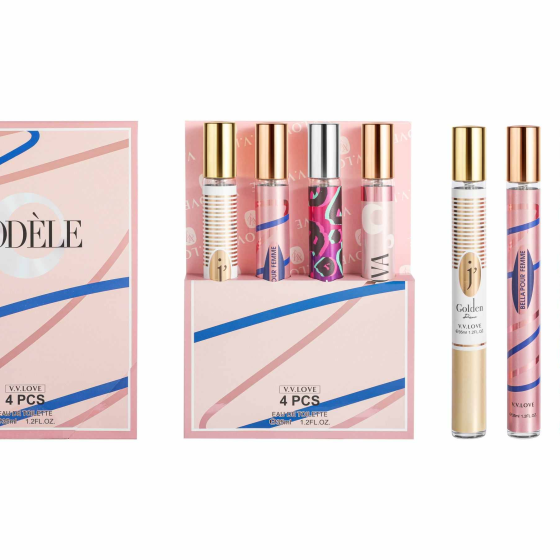 4PCS Blue& Pink Ribbon Perfume set 8