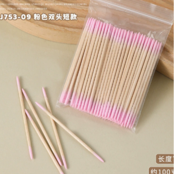 双头美甲擦溢胶棉签一次性纹眉尖头卫生棉签棒去甲沟缝隙工具批发