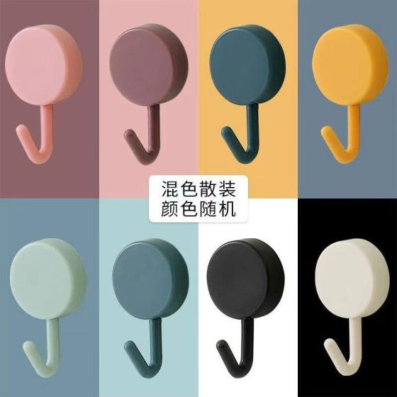 挂钩强力粘胶贴墙壁壁挂厨房创意可爱挂勾无痕免打孔门后浴室粘钩（马卡龙十个一包【颜色随机】）