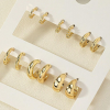 欧美C形金属纹理高级感个性耳圈复古麻花耳环套装6件套earrings