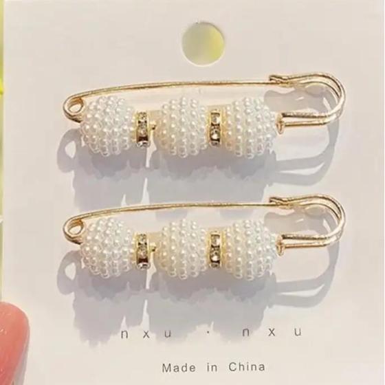 防走光珍珠胸针 女一字高档胸花别针蝴蝶插针丝巾扣 裙口收腰神器 65