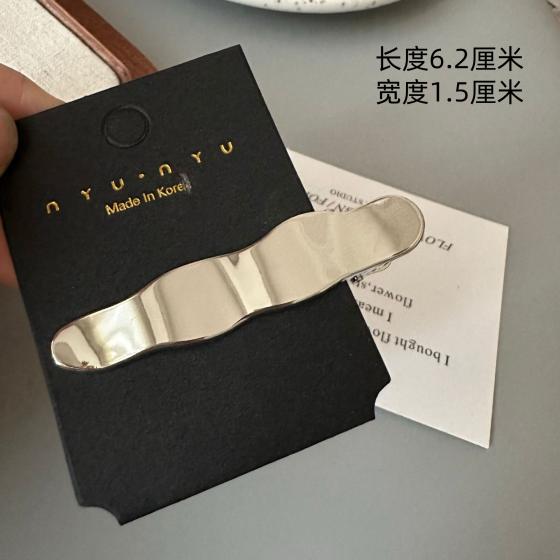 冷淡风金属银色波浪线条发夹对夹几何长方形水滴鸭嘴夹刘海夹发卡（满波浪水滴一个）