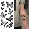 跨境爆款货源纹身贴纸 素花英文 字母花朵蝴蝶素描线条防 tattoo(BK-162)