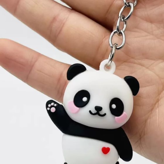 卡通熊猫钥匙扣可爱立体软胶熊猫公仔包包挂件情侣小挂饰活动礼品