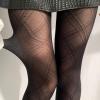 均码 大码jk甜美风菱格连裤打底黑色丝袜女春季秋冬款百搭Lolita袜子（大网格虚线菱格）